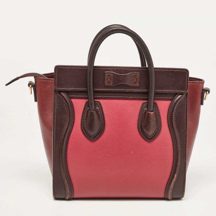 Pre Owned Celine Tri Color Leather Nano Luggage Tote