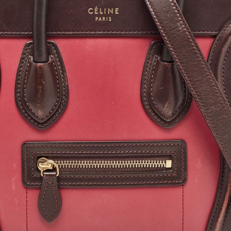 Pre Owned Celine Tri Color Leather Nano Luggage Tote