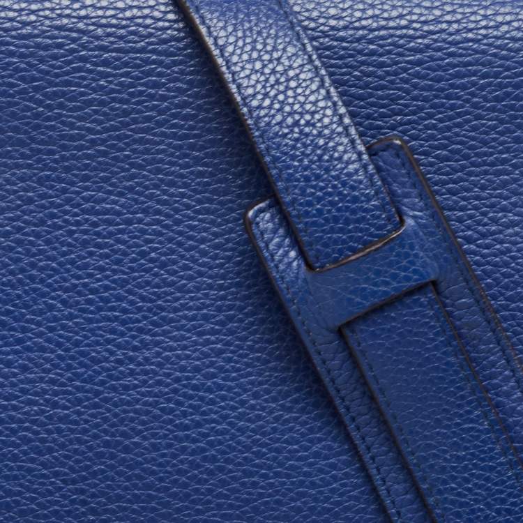 Pre Owned Celine Blue Leather and Suede Medium Trapeze Bag