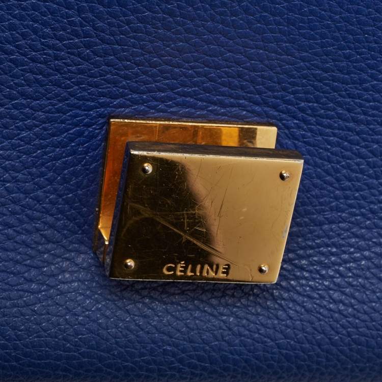 Pre Owned Celine Blue Leather and Suede Medium Trapeze Bag