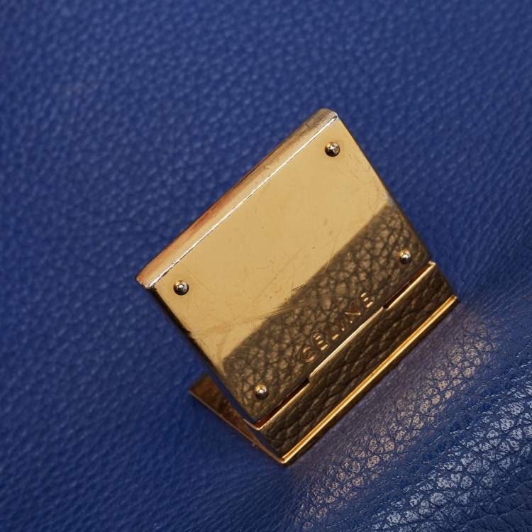 Pre Owned Celine Blue Leather and Suede Medium Trapeze Bag