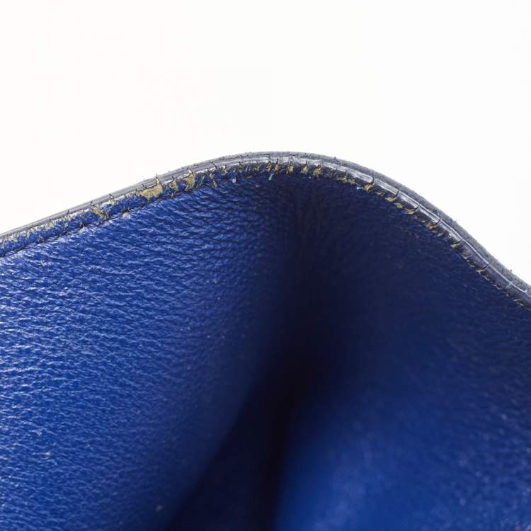 Pre Owned Celine Blue Leather and Suede Medium Trapeze Bag