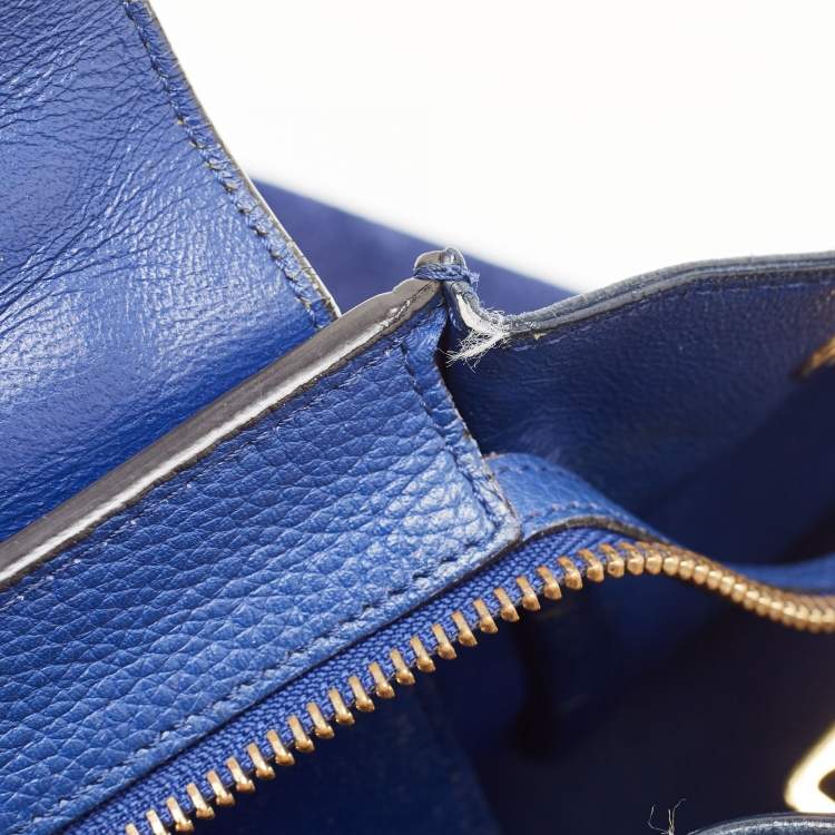 Pre Owned Celine Blue Leather and Suede Medium Trapeze Bag