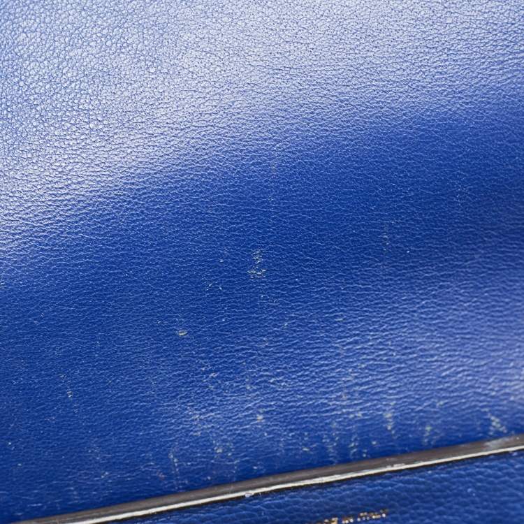 Pre Owned Celine Blue Leather and Suede Medium Trapeze Bag