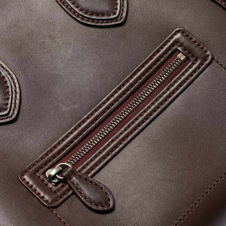Pre Owned Celine Dark Burgundy Leather Mini Luggage Tote
