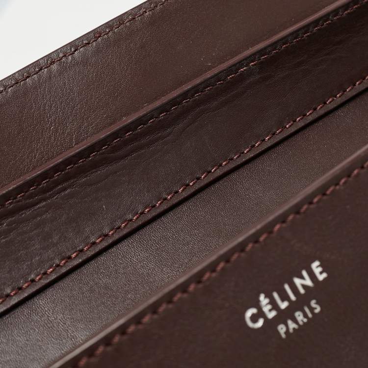 Pre Owned Celine Dark Burgundy Leather Mini Luggage Tote
