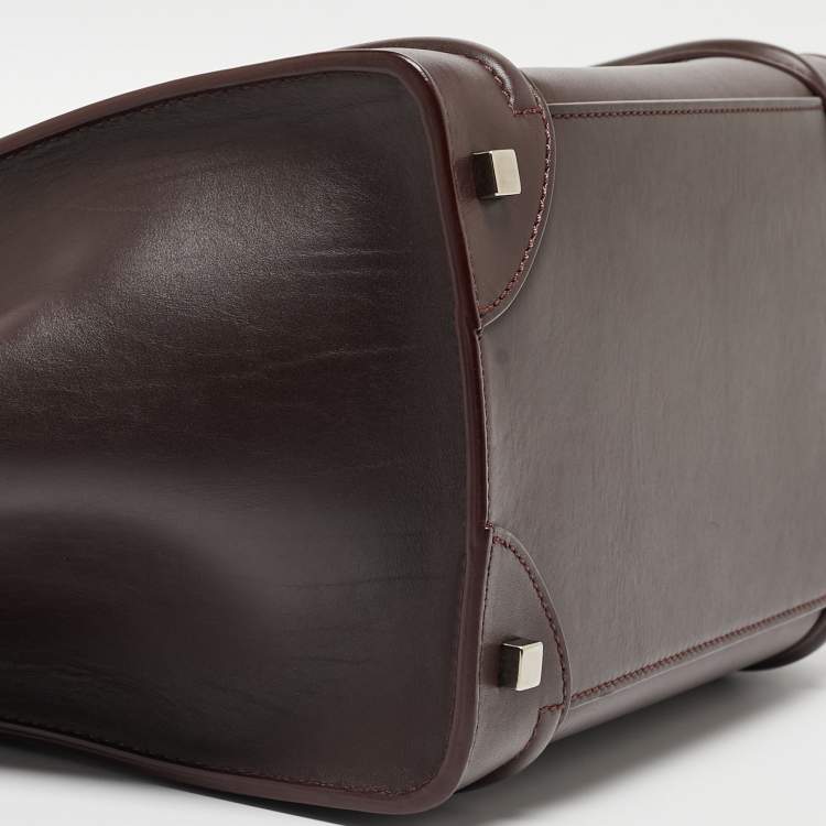 Pre Owned Celine Dark Burgundy Leather Mini Luggage Tote