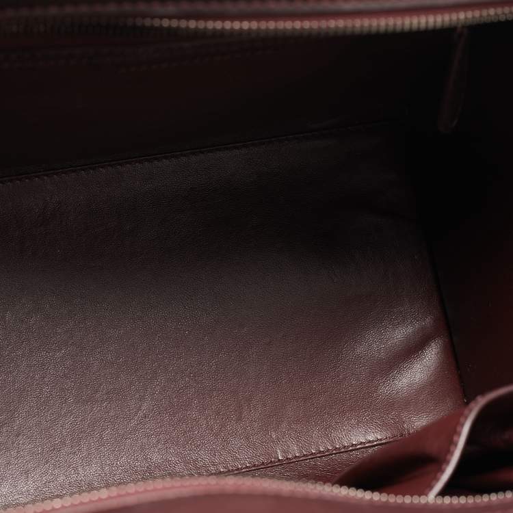 Pre Owned Celine Dark Burgundy Leather Mini Luggage Tote