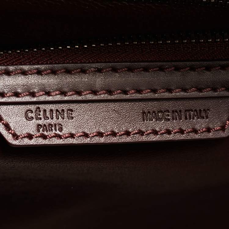 Pre Owned Celine Dark Burgundy Leather Mini Luggage Tote