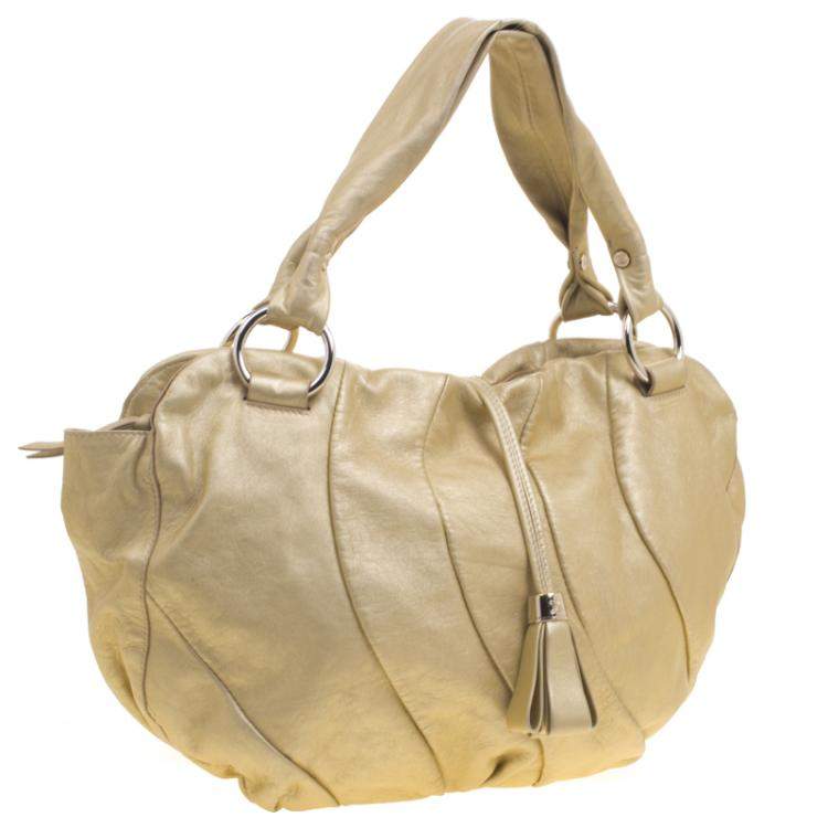 Pre Owned Celine Metallic Gold Leather Bittersweet Hobo