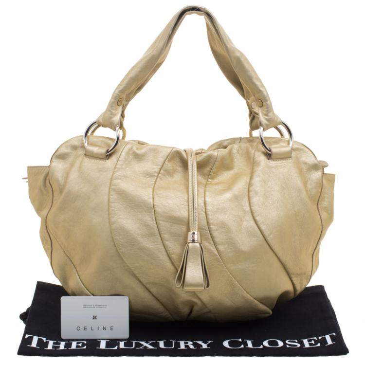 Pre Owned Celine Metallic Gold Leather Bittersweet Hobo