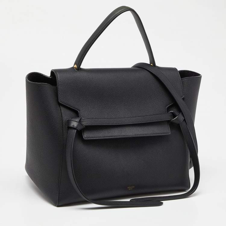 Pre Owned Celine Black Leather Mini Belt Top Handle Bag