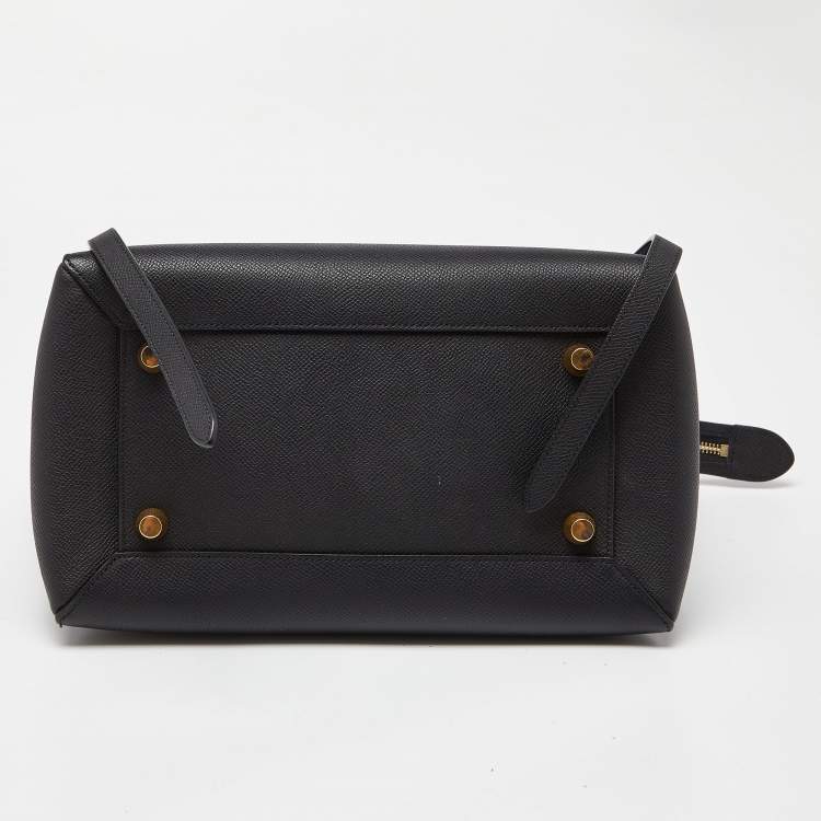 Pre Owned Celine Black Leather Mini Belt Top Handle Bag