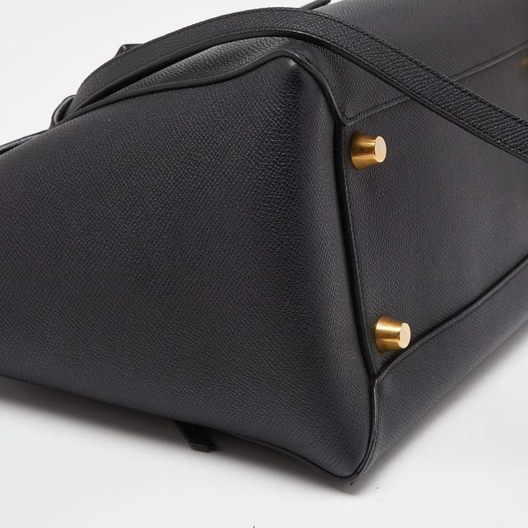 Pre Owned Celine Black Leather Mini Belt Top Handle Bag
