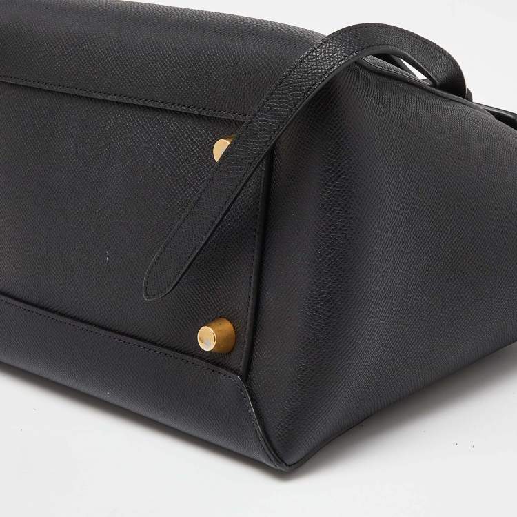 Pre Owned Celine Black Leather Mini Belt Top Handle Bag