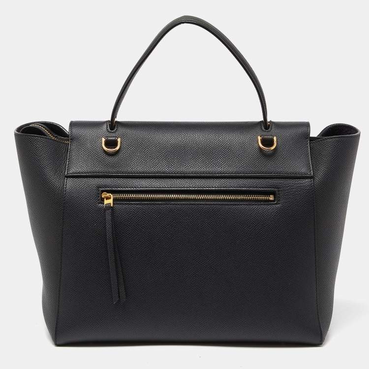 Pre Owned Celine Black Leather Mini Belt Top Handle Bag