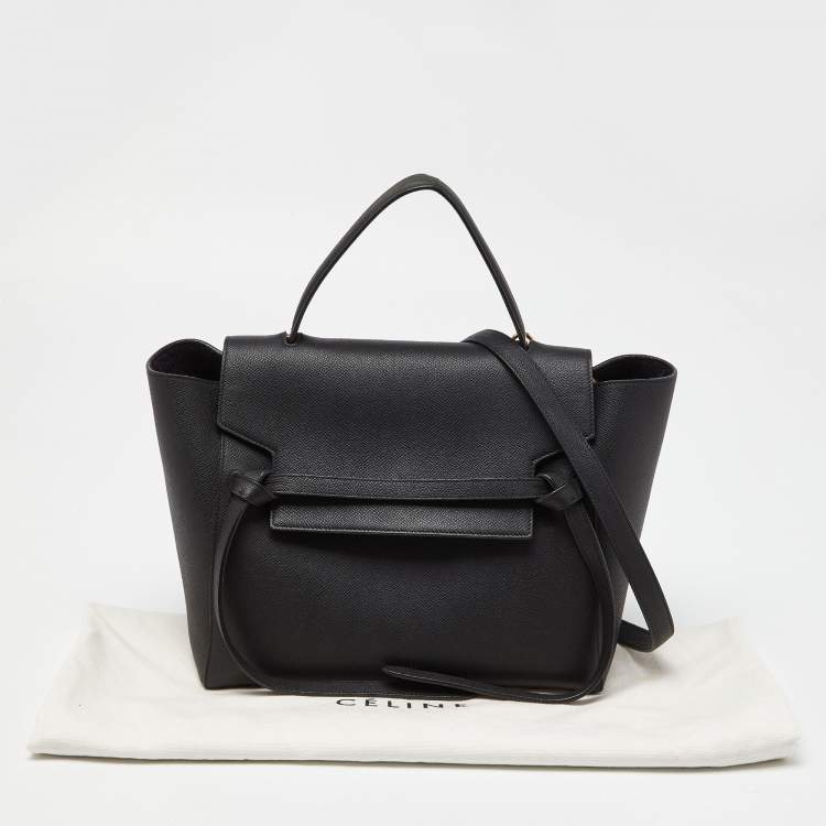 Pre Owned Celine Black Leather Mini Belt Top Handle Bag