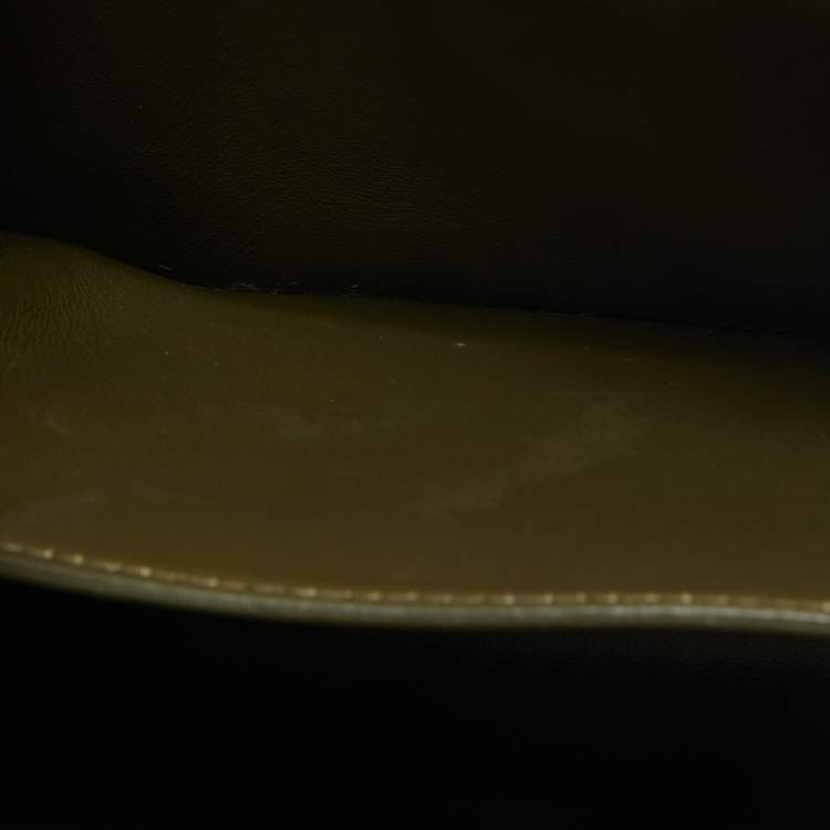 Pre Owned Celine Olive Green Leather Small Classic Box Flap Bag
