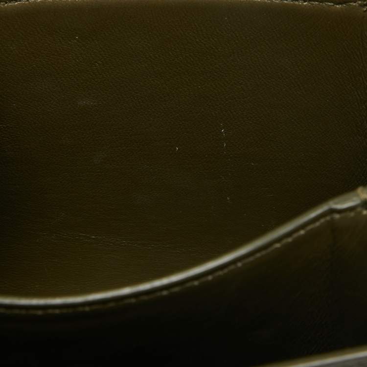 Pre Owned Celine Olive Green Leather Small Classic Box Flap Bag
