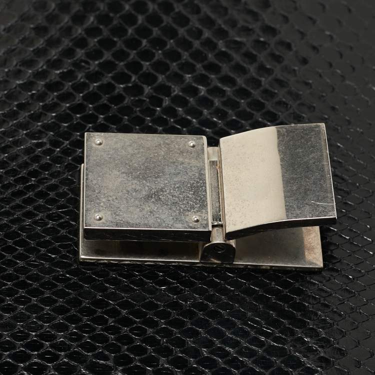 Pre Owned Celine Black Python Medium Classic Box Shoulder Bag