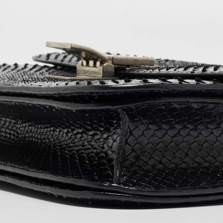 Pre Owned Celine Black Python Medium Classic Box Shoulder Bag