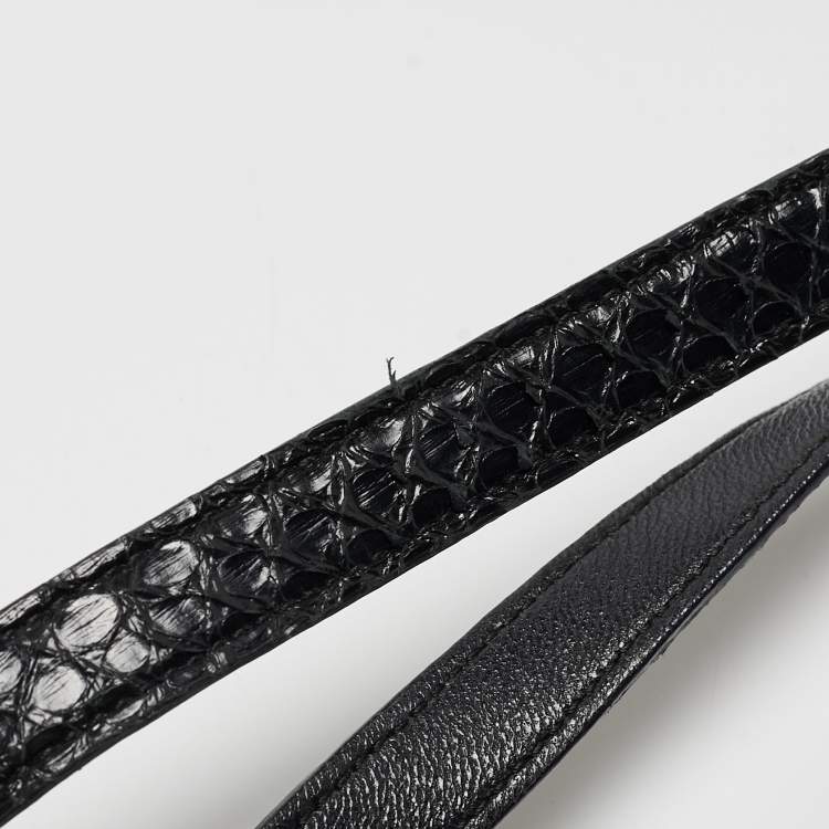 Pre Owned Celine Black Python Medium Classic Box Shoulder Bag