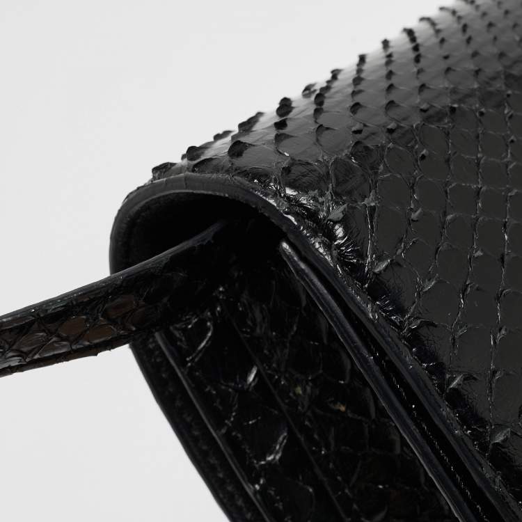 Pre Owned Celine Black Python Medium Classic Box Shoulder Bag