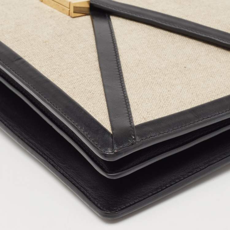 Pre Owned Celine Black/Grey Canvas and Leather Diamond Shoulder Bag