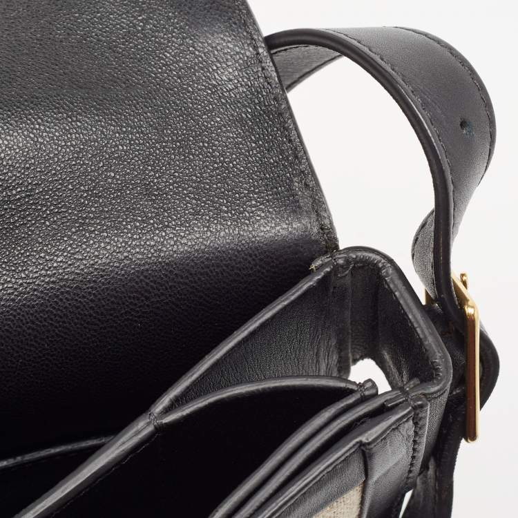 Pre Owned Celine Black/Grey Canvas and Leather Diamond Shoulder Bag