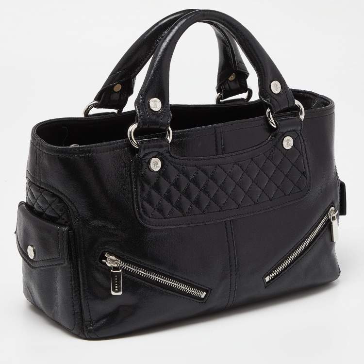 Pre Owned Celine Black Quilted Glossy Leather Boogie Tote