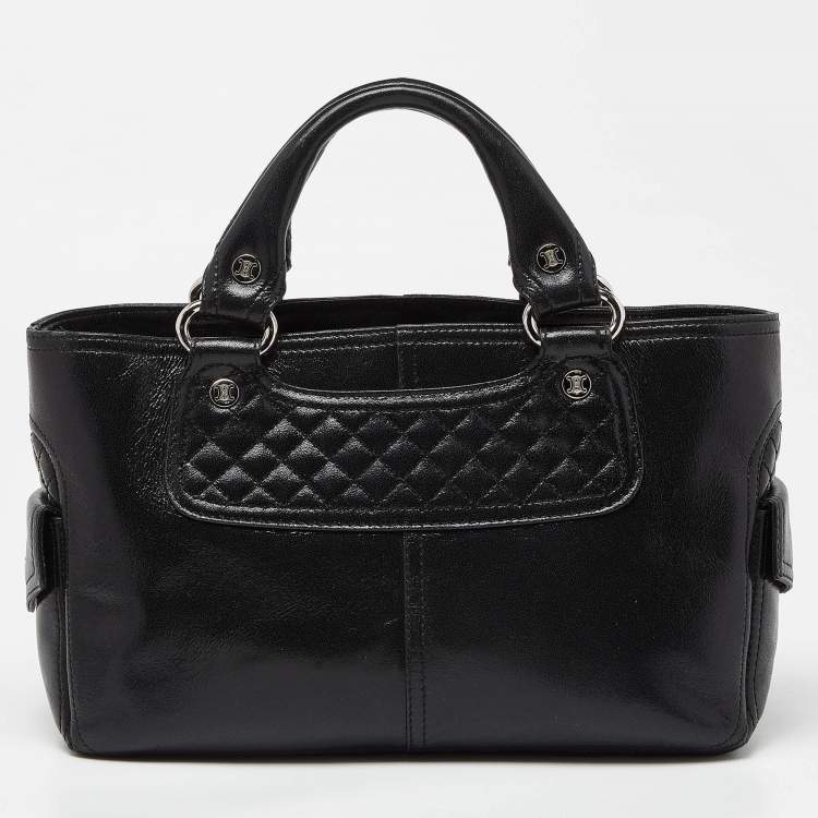 Pre Owned Celine Black Quilted Glossy Leather Boogie Tote