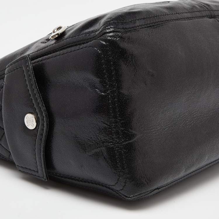 Pre Owned Celine Black Quilted Glossy Leather Boogie Tote