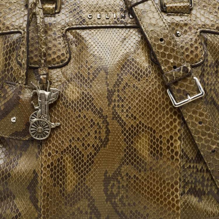 Pre Owned Celine Olive Green Python Charm Tote
