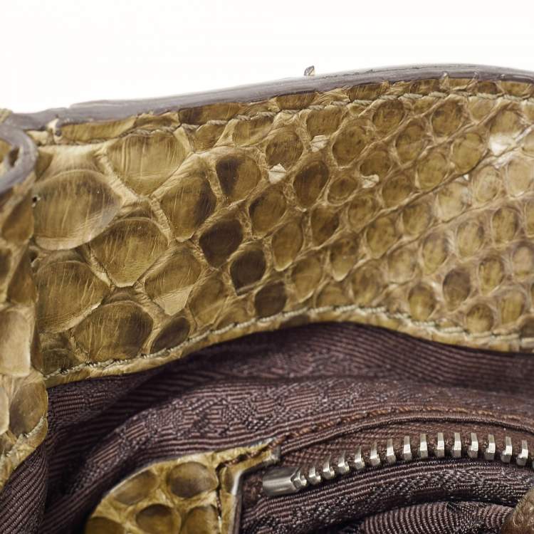 Pre Owned Celine Olive Green Python Charm Tote