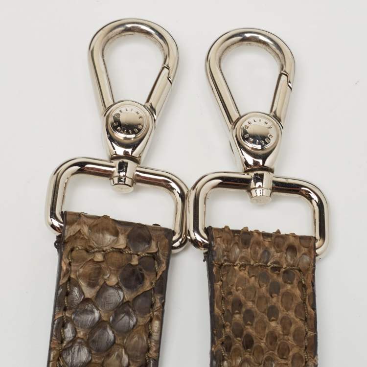 Pre Owned Celine Olive Green Python Charm Tote