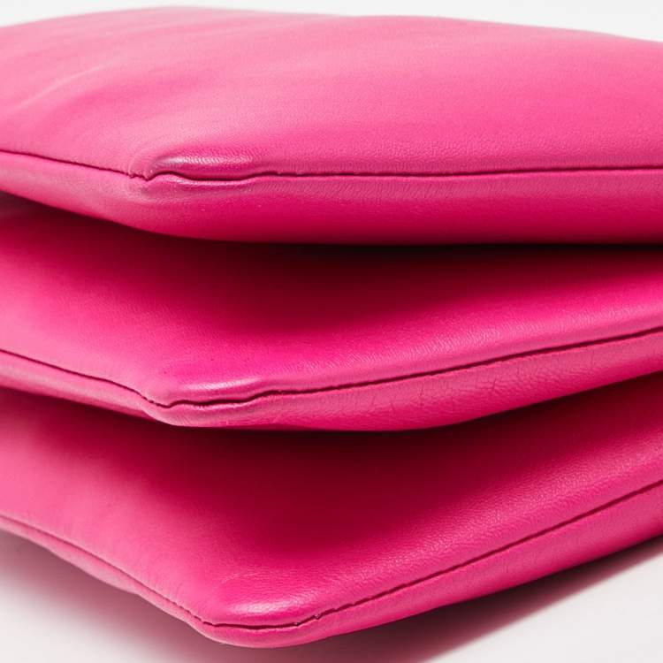 Pre Owned Celine Pink Leather Large Trio Zip Crossbody Bag