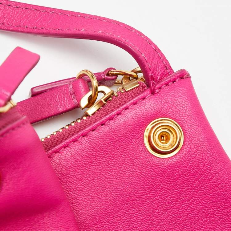 Pre Owned Celine Pink Leather Large Trio Zip Crossbody Bag