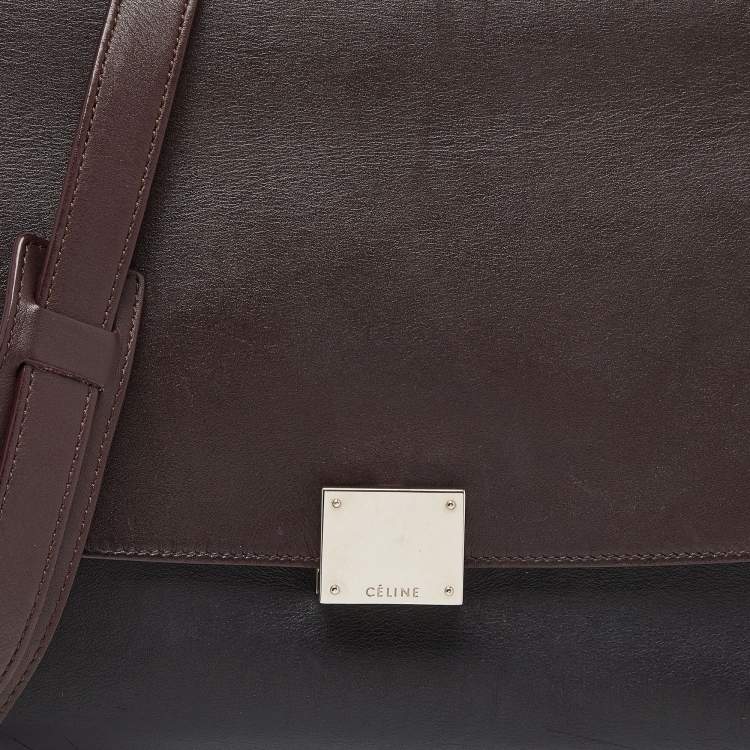Pre Owned Celine Tri Color Leather and Suede Small Trapeze Top Handle Bag