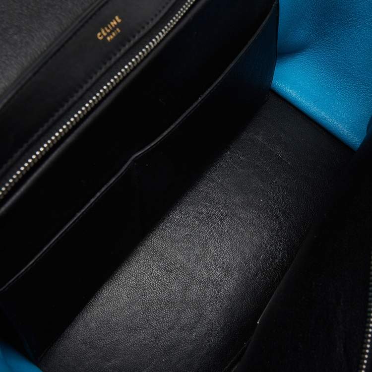 Pre Owned Celine Tri Color Leather and Suede Small Trapeze Top Handle Bag