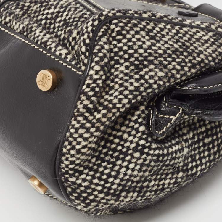 Pre Owned Celine Black/Grey Wool and Leather Ella Frame Bag