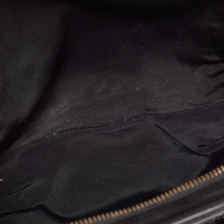 Pre Owned Celine Black/Grey Wool and Leather Ella Frame Bag