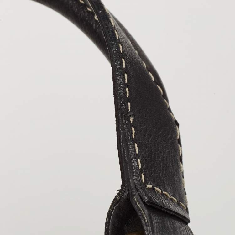 Pre Owned Celine Black/Grey Wool and Leather Ella Frame Bag