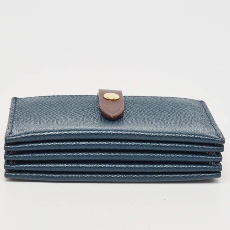 Pre Owned Celine Blue/Burgundy Leather Accordion Card Holder 