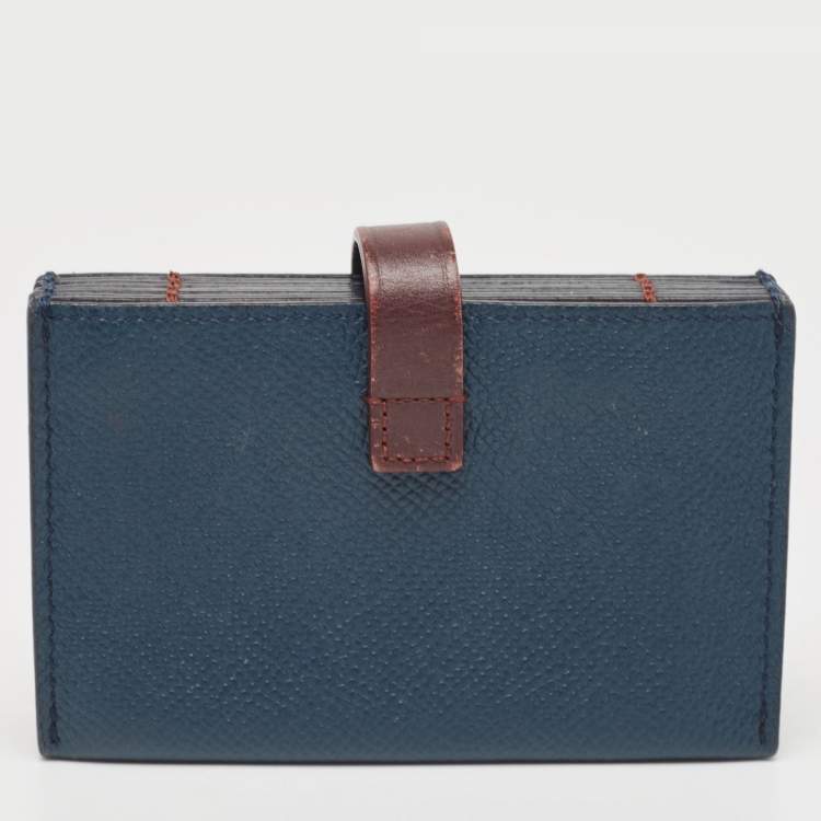 Pre Owned Celine Blue/Burgundy Leather Accordion Card Holder 
