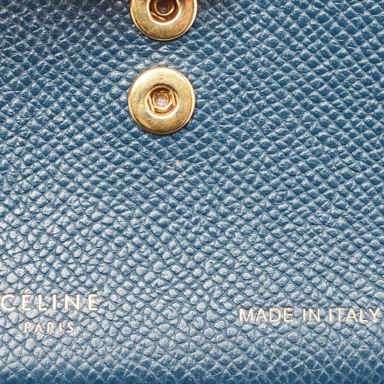 Pre Owned Celine Blue/Burgundy Leather Accordion Card Holder 