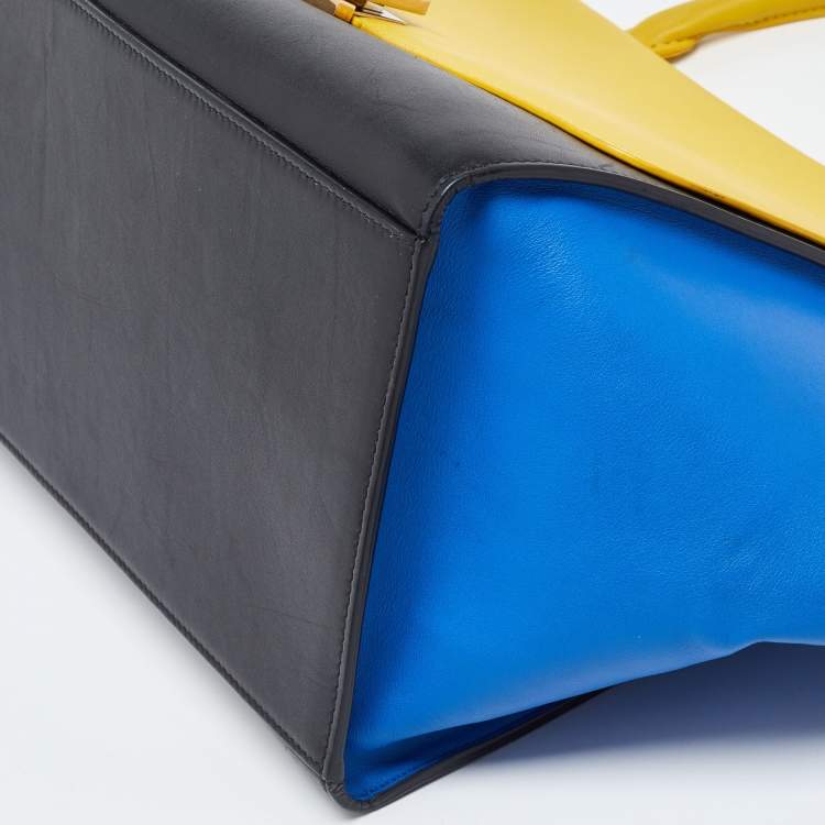 Pre Owned Celine Tri Color Leather Medium Trapeze Bag