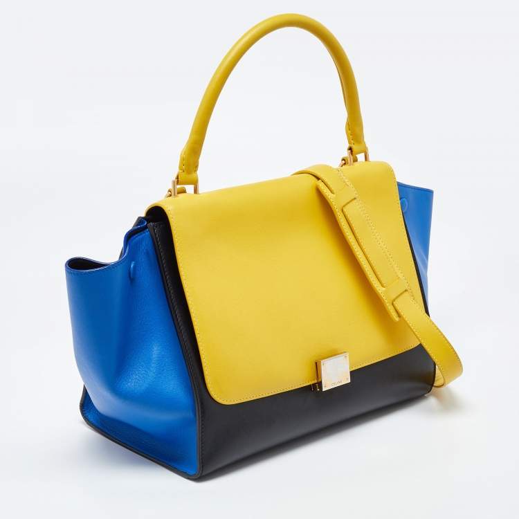 Pre Owned Celine Tri Color Leather Medium Trapeze Bag