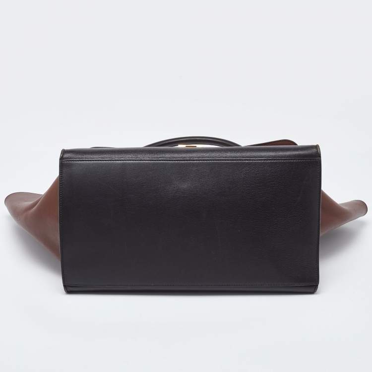 Pre Owned Celine Tricolor Leather Large Trapeze Top Handle Bag