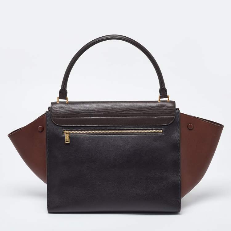 Pre Owned Celine Tricolor Leather Large Trapeze Top Handle Bag