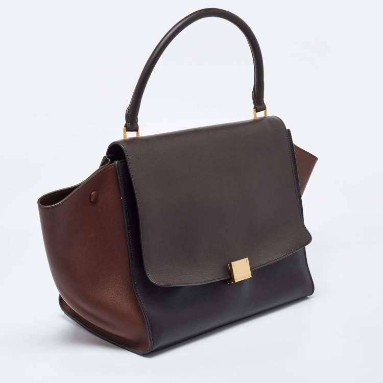 Pre Owned Celine Tricolor Leather Large Trapeze Top Handle Bag
